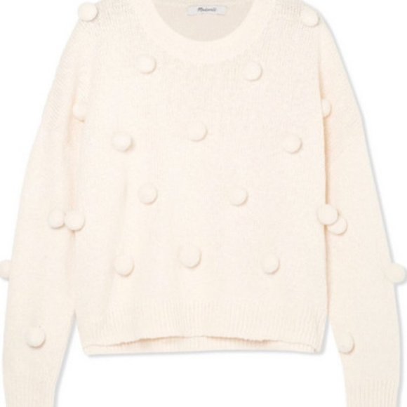 NWT Madewell Cream Pom Pom Sweater - Picture 3 of 4